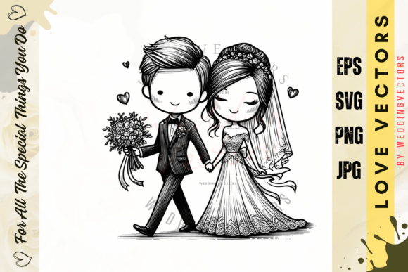 Elegant Wedding Couple & Love Vectors: The C2663 Collection