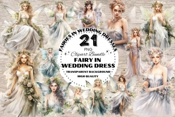 Enchanting Fairy in Wedding Dress Clipart for Your Projects