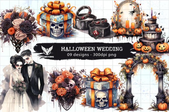 Enchanting Halloween Wedding Clipart for Your Spooky Designs