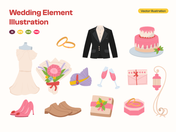 Enchanting Wedding Element Illustration for Your Designs