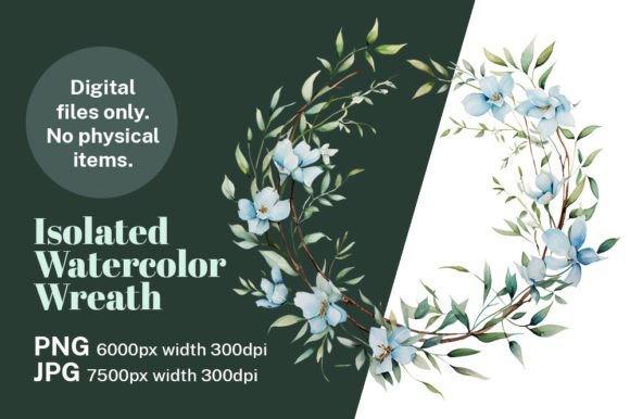 Isolated Blue Xmas Wreath Wedding PNG: Elegant Floral Design