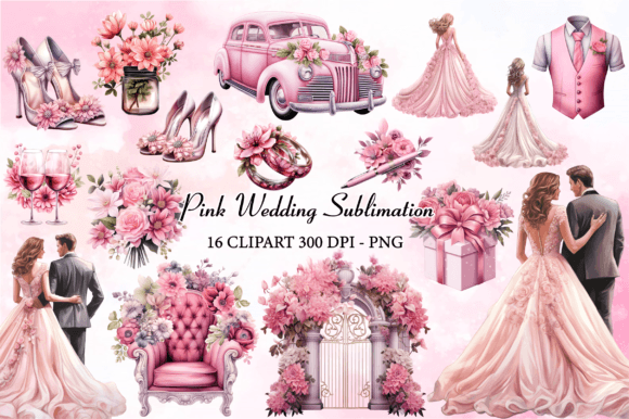 Pink Wedding Sublimation Clipart Bundle: A Designer's Dream