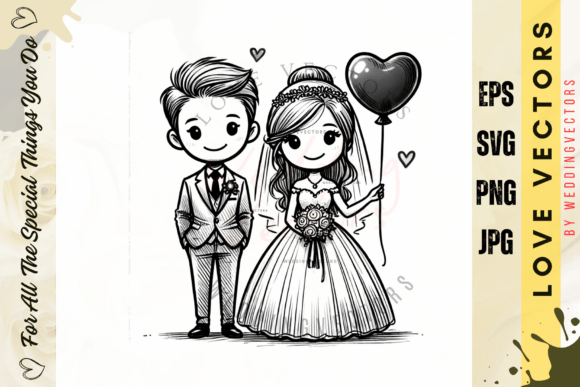 Timeless Romance in Design: The C3154 Wedding Illustration Set
