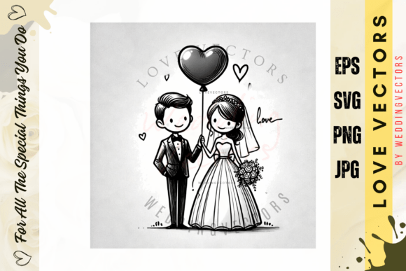 Wedding Couple and Love Vectors: A Dreamy Watercolor Graphic Set