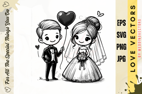 Wedding Couple and Love Vectors - C3182: A Designer's Guide to Romantic Visuals