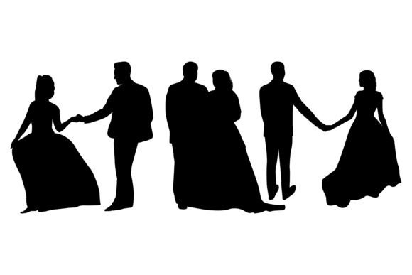 Wedding Couple Silhouettes Vector: Elegant Graphics for Your Designs