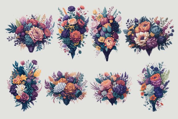 Wedding Flower Bouquet: Elegant Floral Graphics for Design Projects